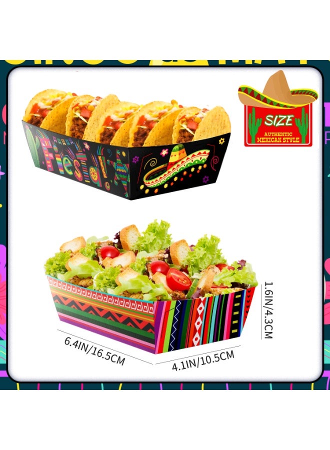 FRUITFUL PARTY Mexican Fiesta Popcorn Tray, 36pcs Cinco De Mayo Food Paper Trays Mexican Fiesta Decorations, Mexican Nacho Trays for Cinco De Mayo Decoration Supplies - Image 2